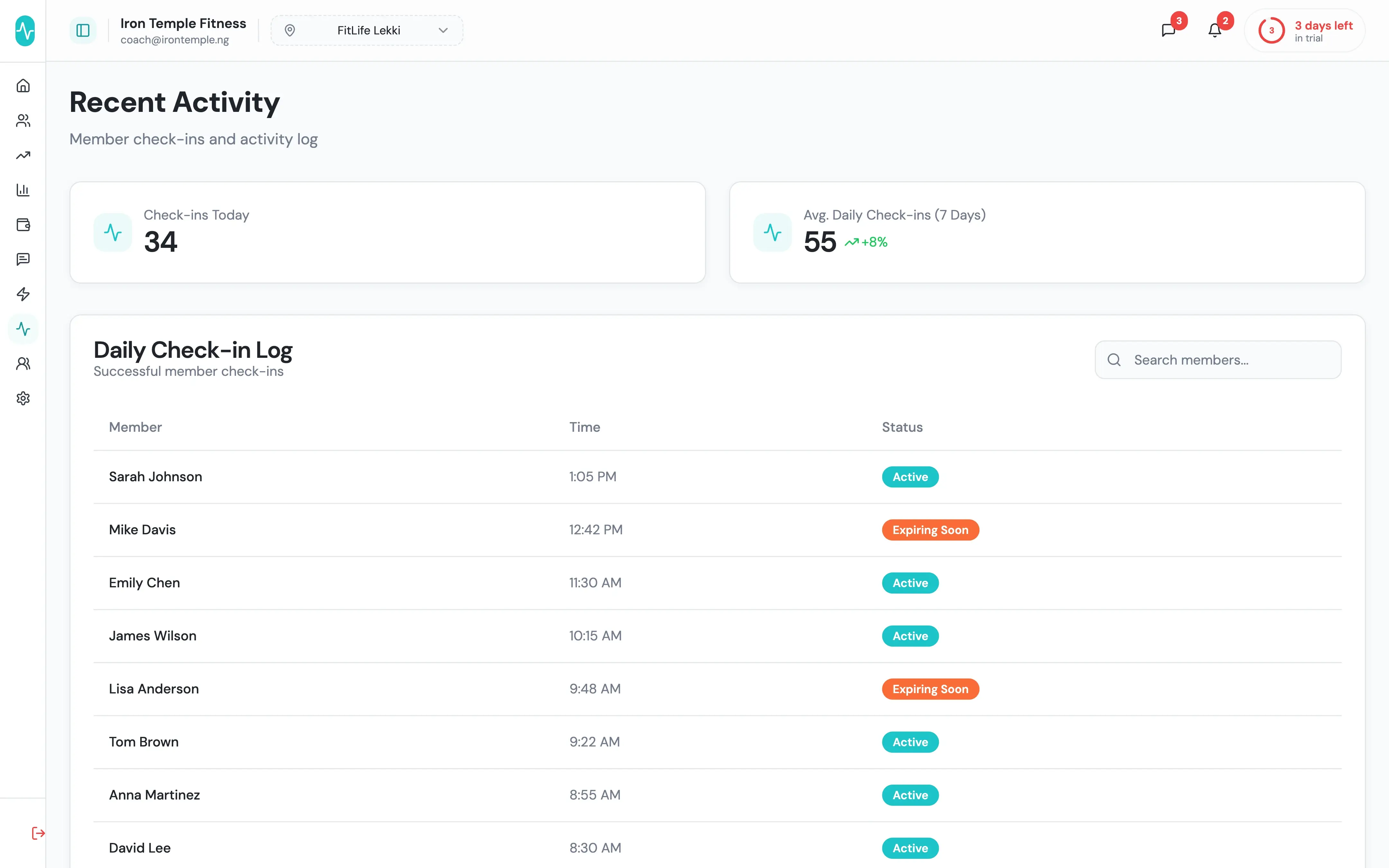 FirstRep activity and check-in preview
