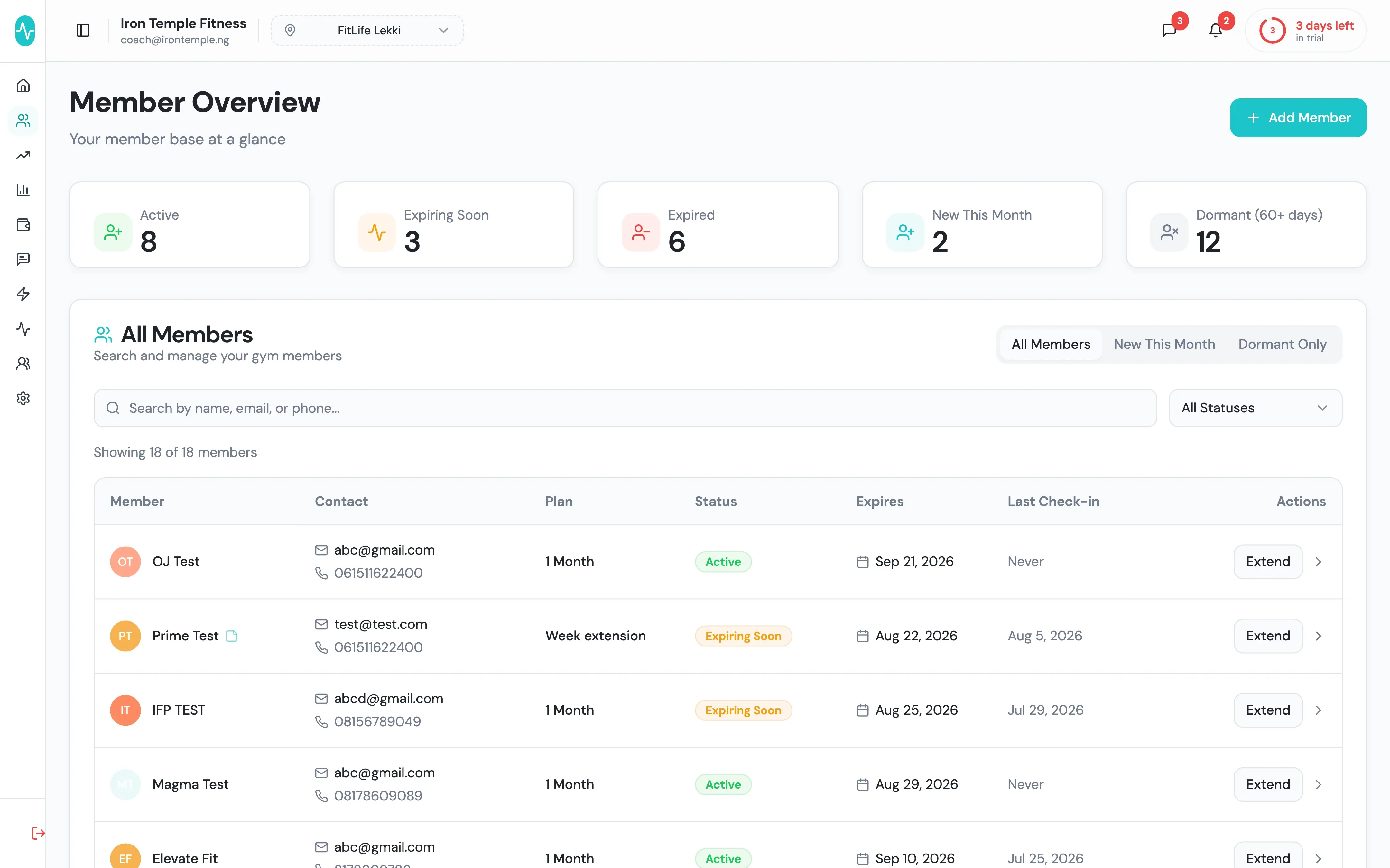 FirstRep member overview preview